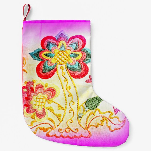 Petite Chaussette De Noël palmier rose tropicale réserve de Noël (Devant)