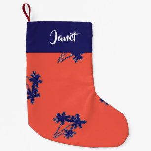 Petite Chaussette De Noël Palmiers bleus roses