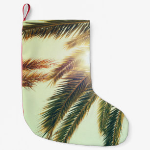 Petite Chaussette De Noël Palmiers, Ciel Toné Vintage.