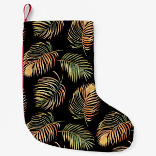 Petite Chaussette De Noël Palmiers Gold-Green : Aquarelle Motif sans couture
