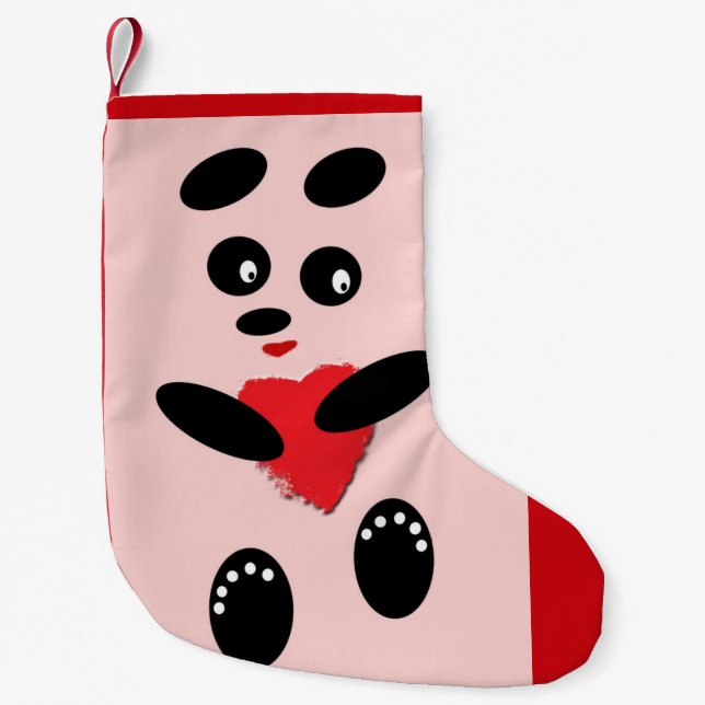 Petite Chaussette De Noël Panda de bas de Noël dans l'amour petit (Devant)