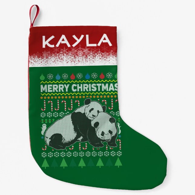 Petite Chaussette De Noël Panda Ugly Christmas Sweat Wildlife Series (Devant)