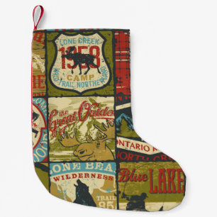 Petite Chaussette De Noël Panneau d'aventure et symbole patchw des territoir
