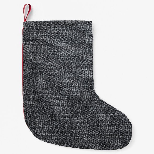 Petite Chaussette De Noël Pantalon bleu texture de tissu denim (Devant)