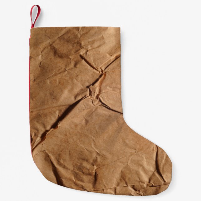 Petite Chaussette De Noël Papier d'emballage Recyclé. Texture. (Devant)