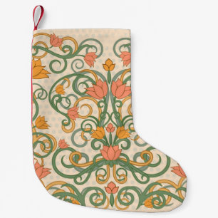 Petite Chaussette De Noël Papier peint floral de style Art nouveau, Vintage 