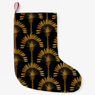 Petite Chaussette De Noël Papier peint or et noir avec motif floral dans