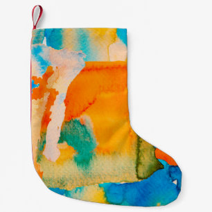 Petite Chaussette De Noël Papier psychédélique. Bleu classique et rouge lave