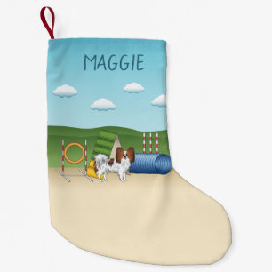 Petite Chaussette De Noël Papillon Agilité Sable Rouge Avec Nom Personnalisé