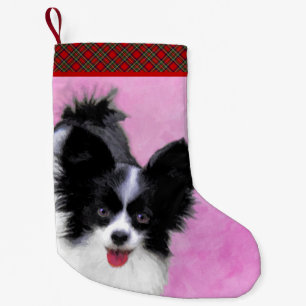 Petite Chaussette De Noël Papillon (blanc et noir) Peinture - Chien Art