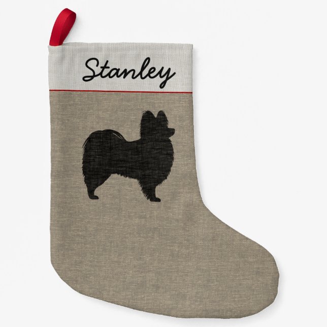 Petite Chaussette De Noël Papillon Chien Silhouette Fêtes Personnalisées Noë (Devant)