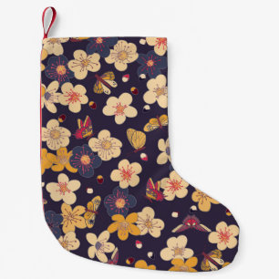 Petite Chaussette De Noël Papillon en fleurs de cerisier asiatique
