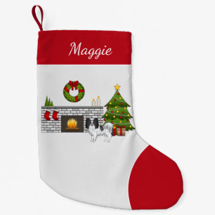 Petite Chaussette De Noël Papillon Noir Et Blanc Dans Une Chambre De Noël