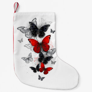 Petite Chaussette De Noël Papillons noirs et rouges volants