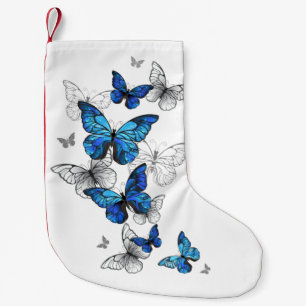 Petite Chaussette De Noël Papillons volants bleus Morpho