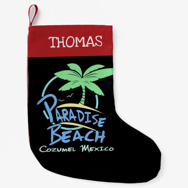 Petite Chaussette De Noël Paradise Beach Cozumel Mexique Croisière Vacances (Devant)