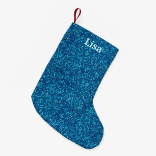 Petite Chaussette De Noël Parties scintillant bleue personnalisée Stockage d