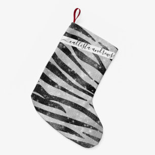Petite Chaussette De Noël Parties scintillant brillante noire blanche brilla