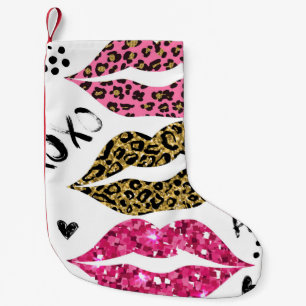 Petite Chaussette De Noël Parties scintillant Lips : Empreinte de léopard à