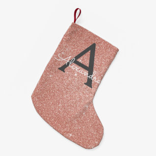 Petite Chaussette De Noël Parties scintillant rose Rose or et Monogramme éti