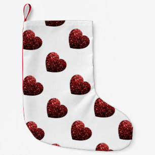 Petite Chaussette De Noël Parties scintillant rouge flamme motif de coeur