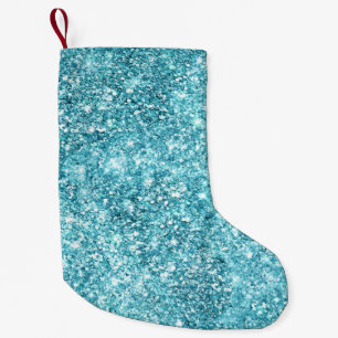 Petite Chaussette De Noël Parties scintillant Turquoise Aqua Glitz