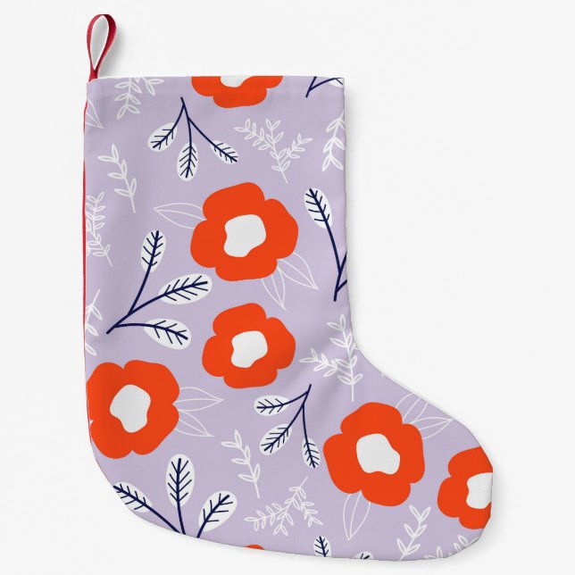 Petite Chaussette De Noël Pastel Botanique Rose : Motif Floral (Devant)