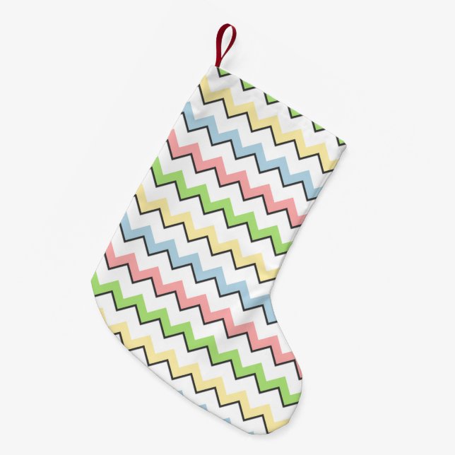 Petite Chaussette De Noël Pastel Chevron-Drop Shadow par Shirley Taylor (Devant (Accrochage))