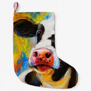 Petite Chaussette De Noël Pastel Cow Portrait Peinture moderne