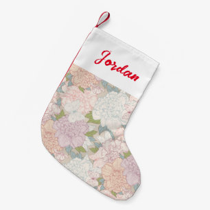 Petite Chaussette De Noël Pastel Peony & Butterfly Flower Pattern