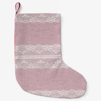 Petite Chaussette De Noël Pastel rose blanc dentelle texture
