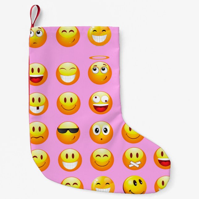 Petite Chaussette De Noël pastel rose émoji xmas noël stockage (Devant)