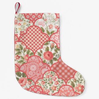 Petite Chaussette De Noël Pastel Rose Motif à patchwork floral