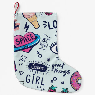 Petite Chaussette De Noël Patch de mode : Stickers Pop Art.