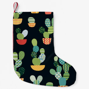 Petite Chaussette De Noël Patchwork Cactus Plantes Motif sans couture