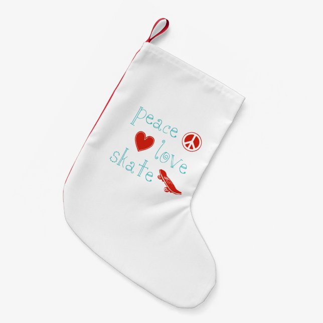 Petite Chaussette De Noël Patinage Peace Love (Devant (Accrochage))