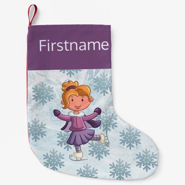 Petite Chaussette De Noël Patinage sur glace de la petite fille Blonde (Devant)