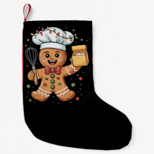 Petite Chaussette De Noël Pâtissier homme en pain d'épices mignon Noël Cuisi