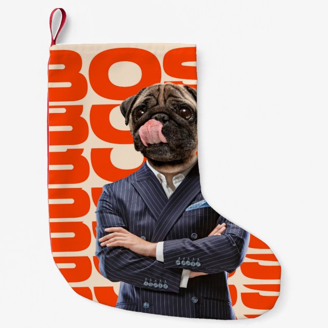 Petite Chaussette De Noël Patron dirigé par la tête de chien debout avec la  (Devant)