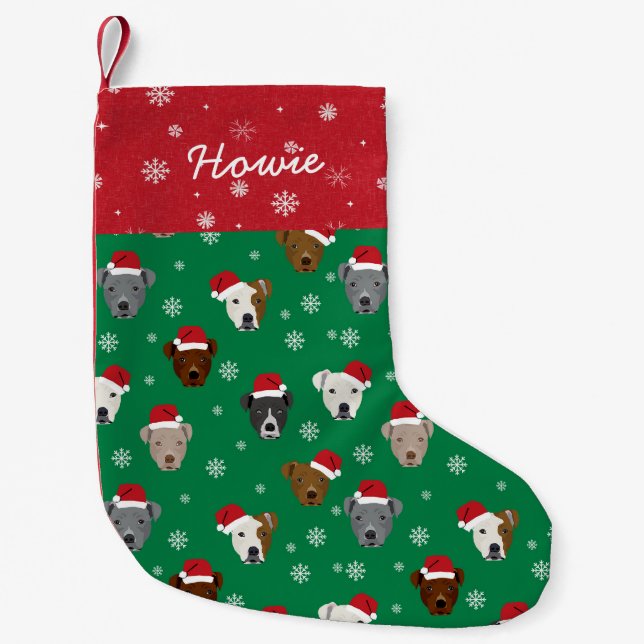 Petite Chaussette De Noël Patrouilles Père Noël Pitbull Nom Personnalisé (Devant)