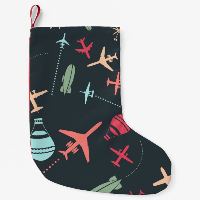 Petite Chaussette De Noël Patters de l'aviation (Devant)