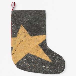 Petite Chaussette De Noël Pavé jaune imprimé étoile