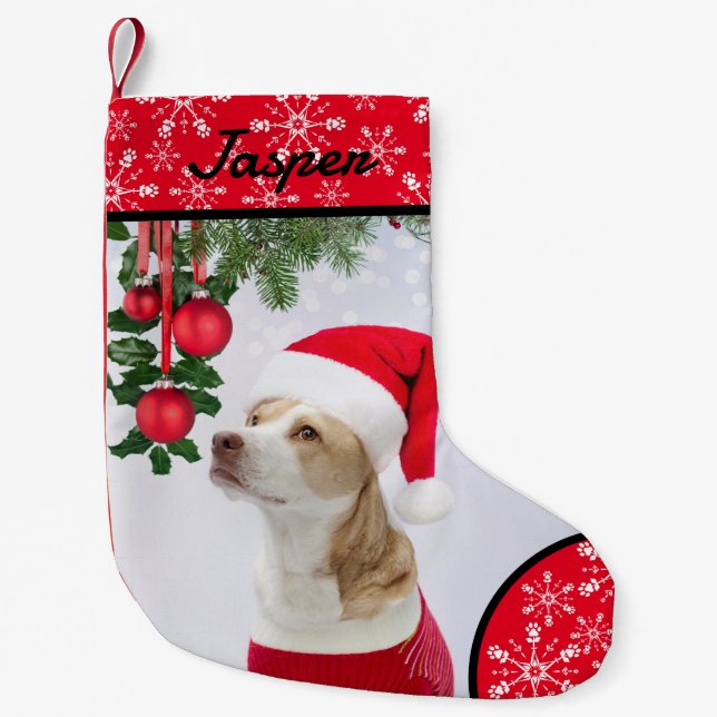 Petite Chaussette De Noël Paw Snowflake Animaux de Noël Stocker (Devant)