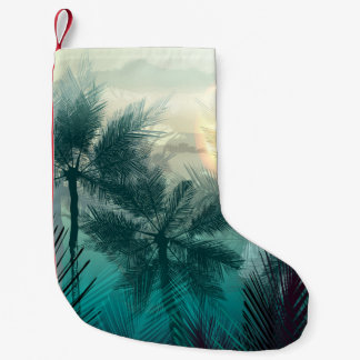 Petite Chaussette De Noël Paysage tropical de jungle avec palmiers et feuill