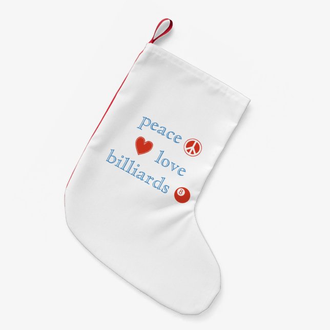 Petite Chaussette De Noël Peace Love Billiards (Devant (Accrochage))
