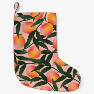 Petite Chaussette De Noël Peach Fruit rose Arrière - plan Motif.