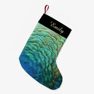 Petite Chaussette De Noël Peacock Plumes I Colorful Abstrait Nature Design