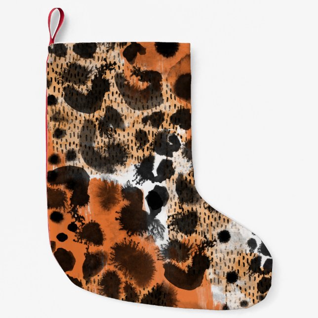 Petite Chaussette De Noël Peau animale : motif léopard créatif. (Devant)