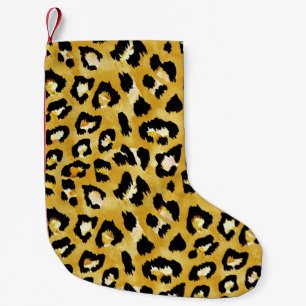 Petite Chaussette De Noël Peau d'animal, Aquarelle Léopard sans voile.