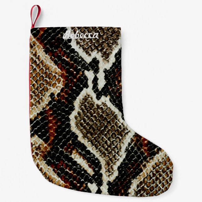 Petite Chaussette De Noël peau de serpent à poster de animal rouge brun (Devant)